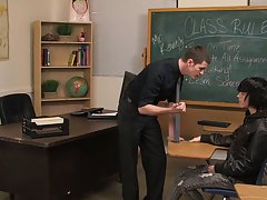 Naked hairless twink spanking and average twink cock at Teach Twinks